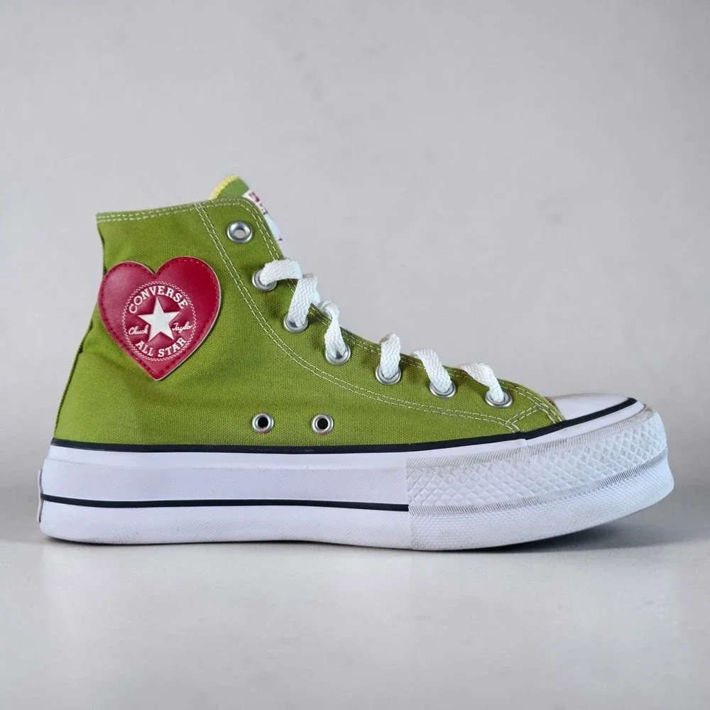 Converse Chuck Taylor All Star Platform Shoes Mens 7 / Womens 9 Lime Red Heart